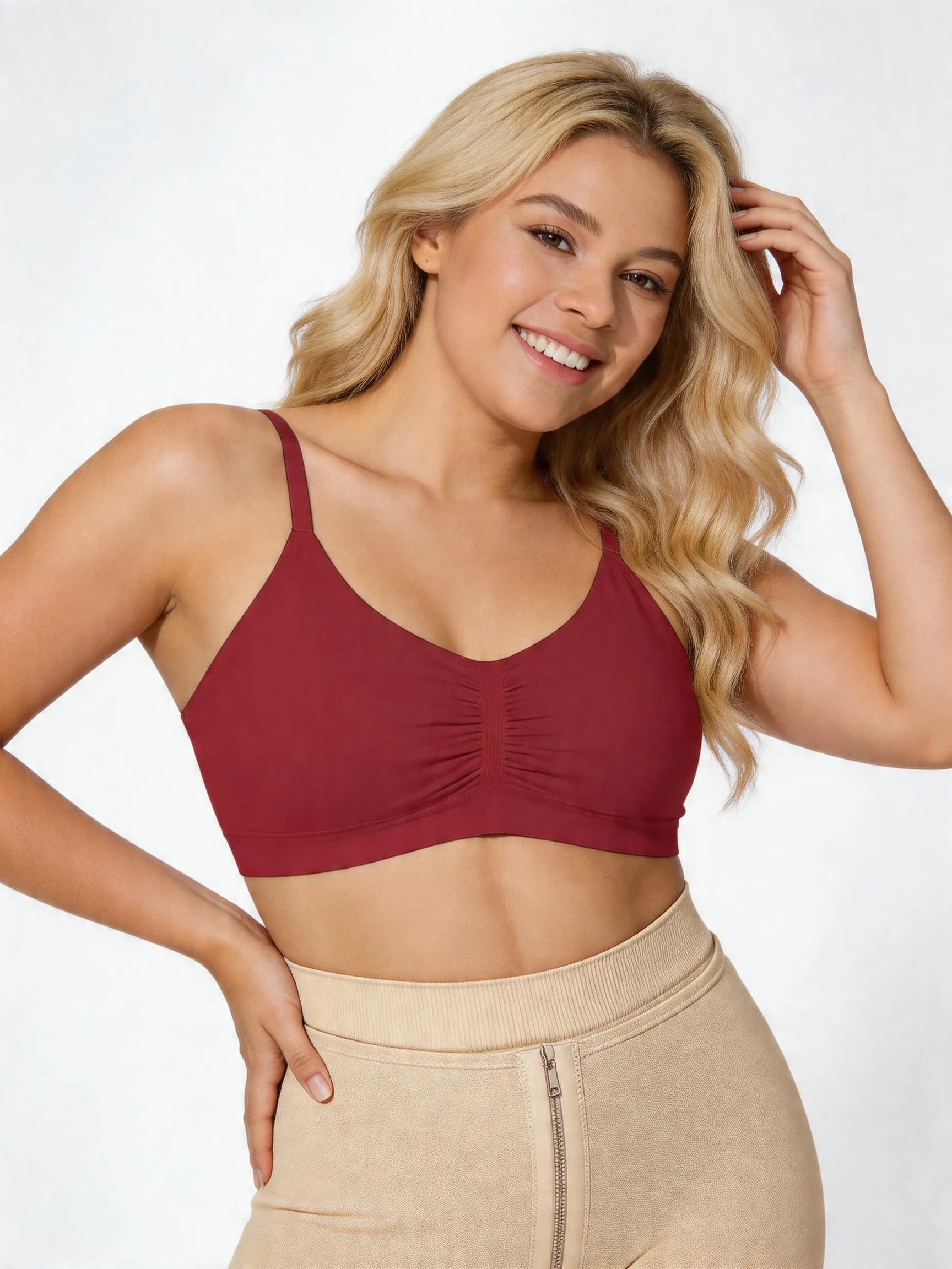 Wireless Sculpting Bra with W Shaped Back Smoothing Support