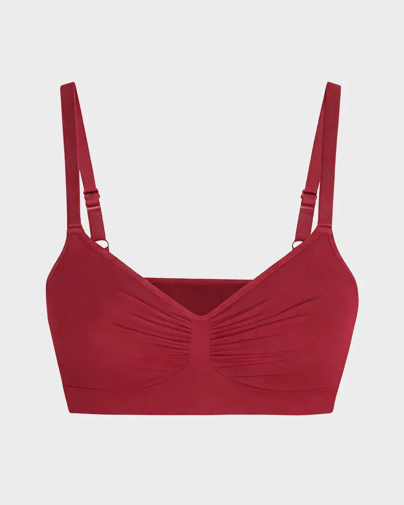 Wireless Sculpting Bra with W Shaped Back Smoothing Support