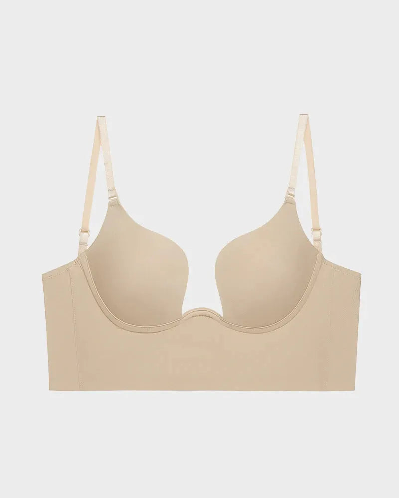 Seamless Deep V Plunge Bra with Low Back Lifting Support