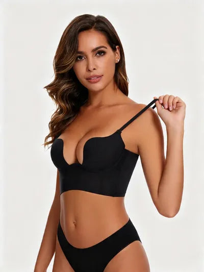 Seamless Deep V Plunge Bra with Low Back Lifting Support