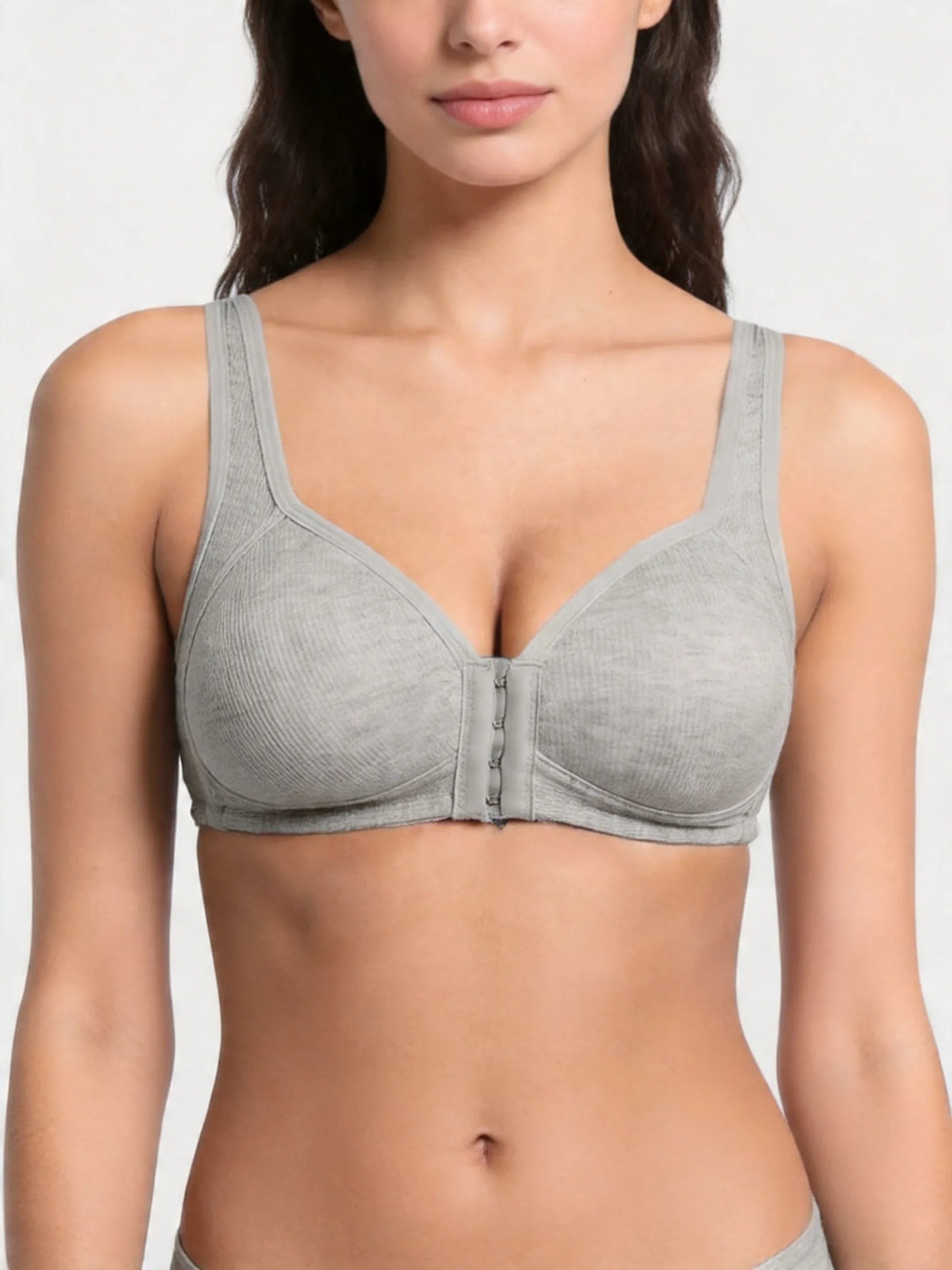 Front Closure Wireless Bra with Seamless Back Smoothing Support