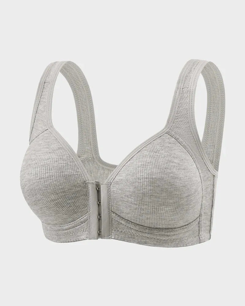 Front Closure Wireless Bra with Seamless Back Smoothing Support