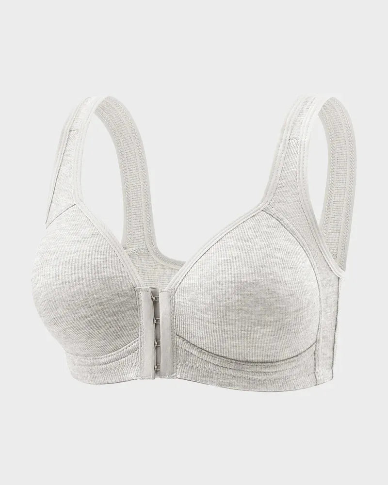 Front Closure Wireless Bra with Seamless Back Smoothing Support