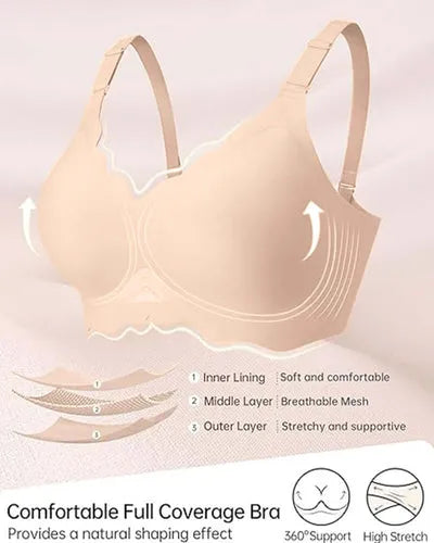 Seamless Scalloped Jelly Bra with Back Smoothing Support