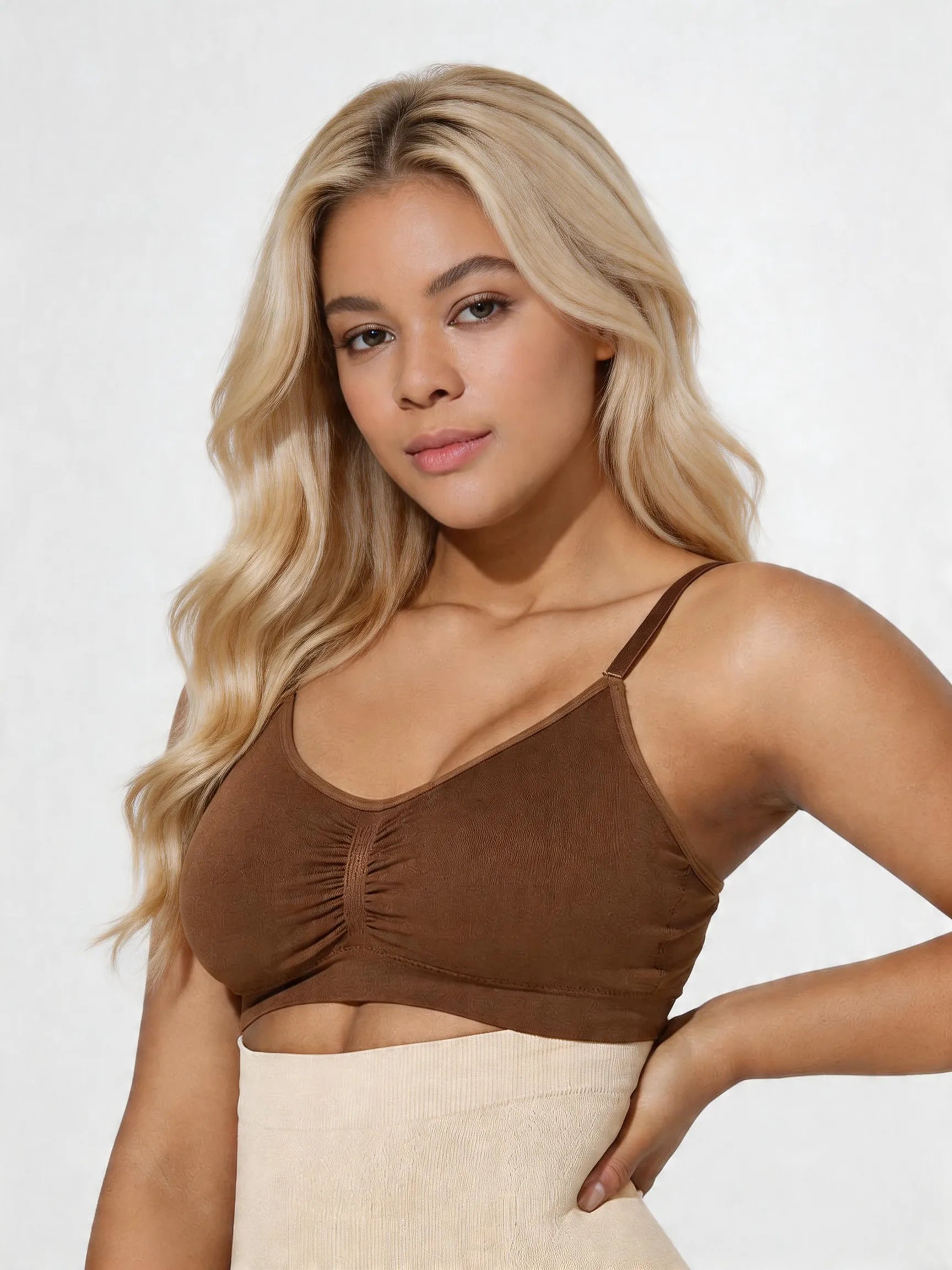 Wireless Sculpting Bra with W Shaped Back Smoothing Support