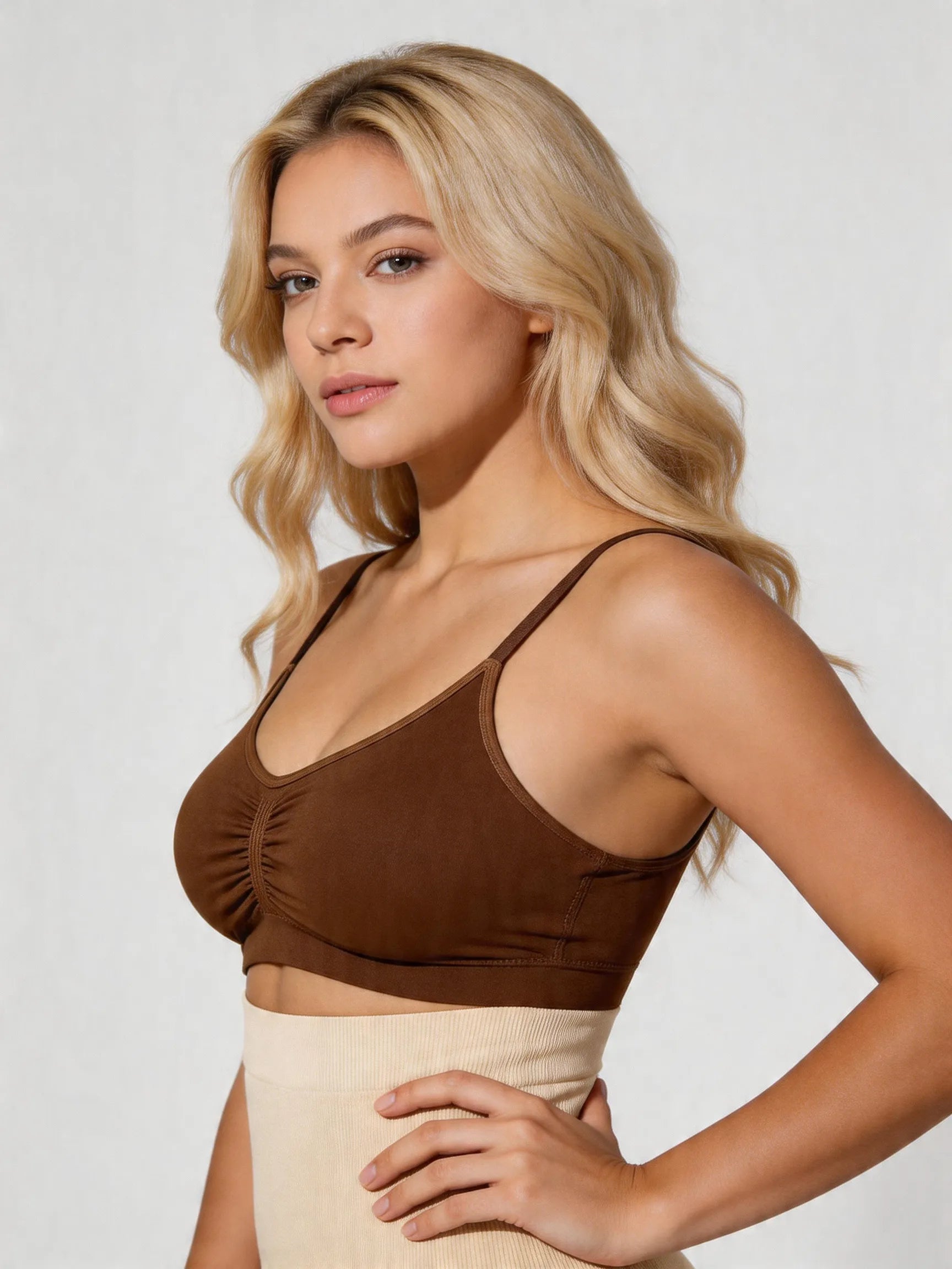 Wireless Sculpting Bra with W Shaped Back Smoothing Support