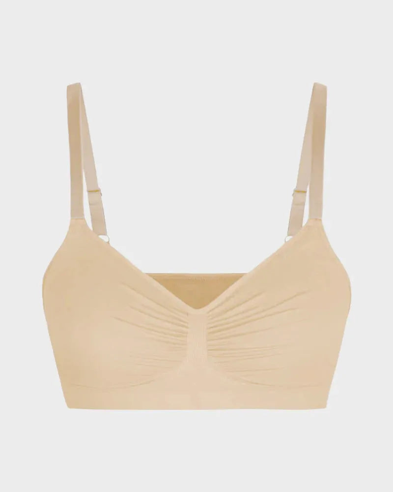 Wireless Sculpting Bra with W Shaped Back Smoothing Support