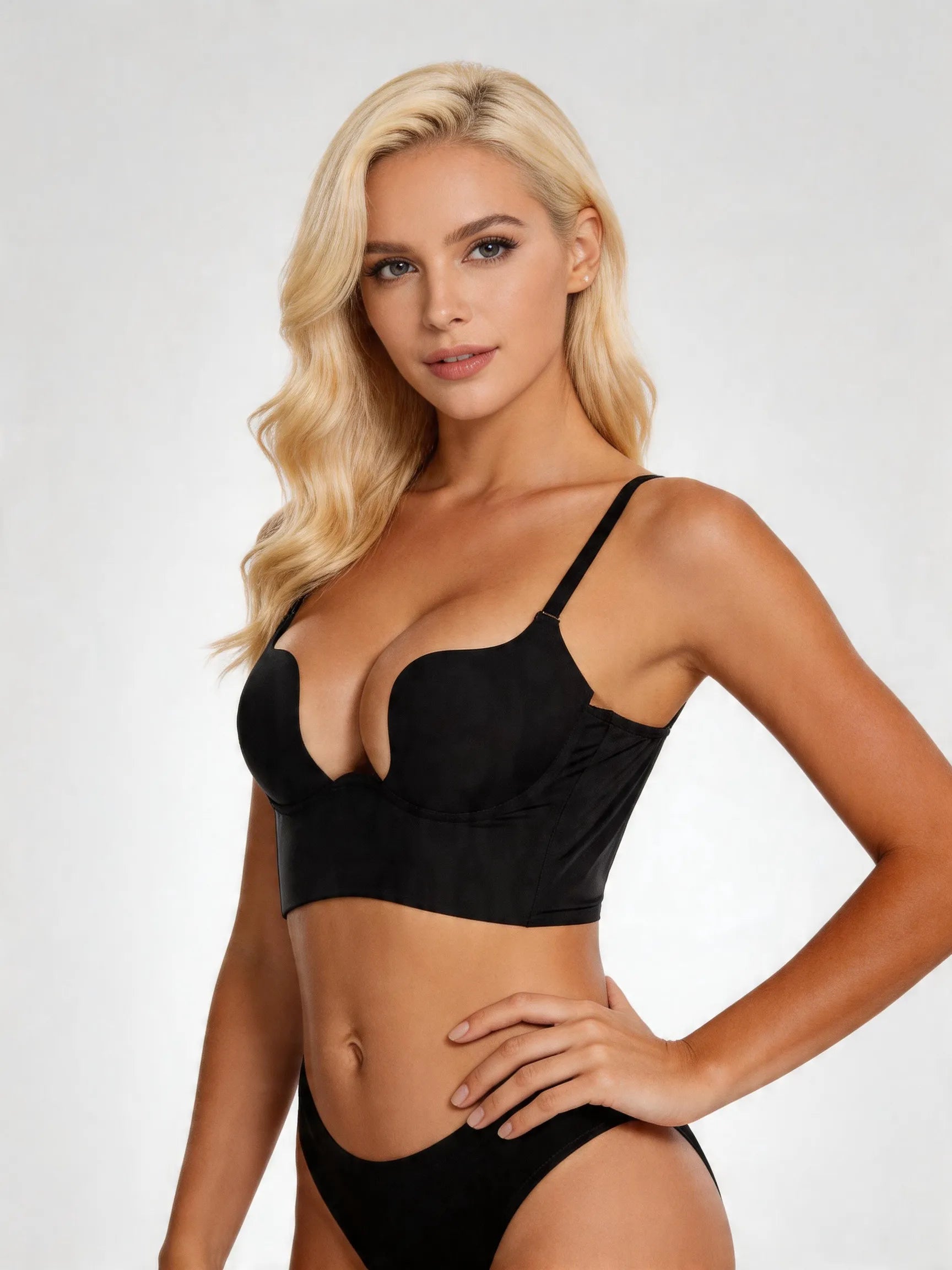 Seamless Deep V Plunge Bra with Low Back Lifting Support