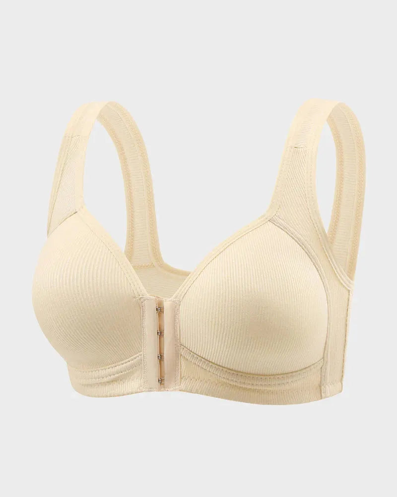 Front Closure Wireless Bra with Seamless Back Smoothing Support