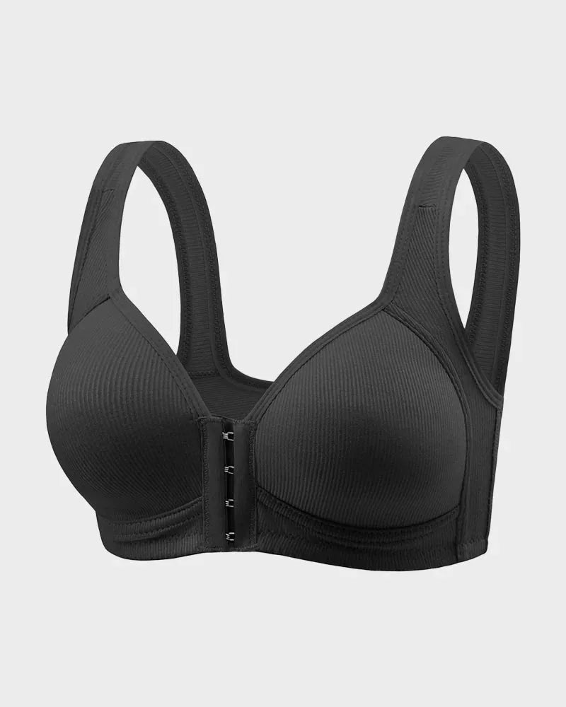 Front Closure Wireless Bra with Seamless Back Smoothing Support