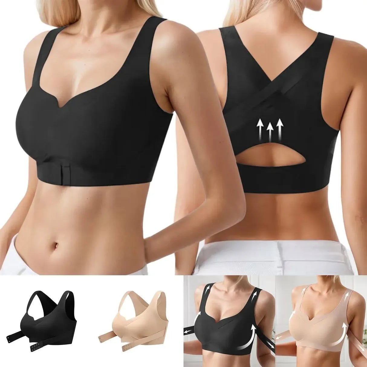 Wireless Front Closure Support Bra for Women, Full Coverage Everyday Comfort Bra outdoorfun