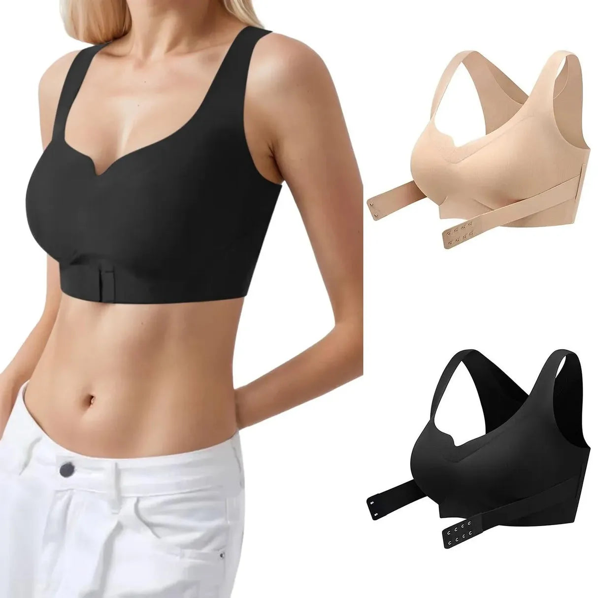 Wireless Front Closure Support Bra for Women, Full Coverage Everyday Comfort Bra outdoorfun