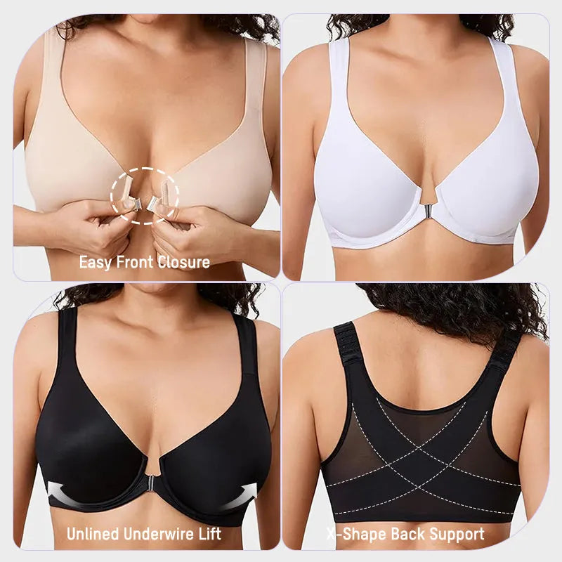 Front Snap Plunge Bra Underwire Unlined with Back Support