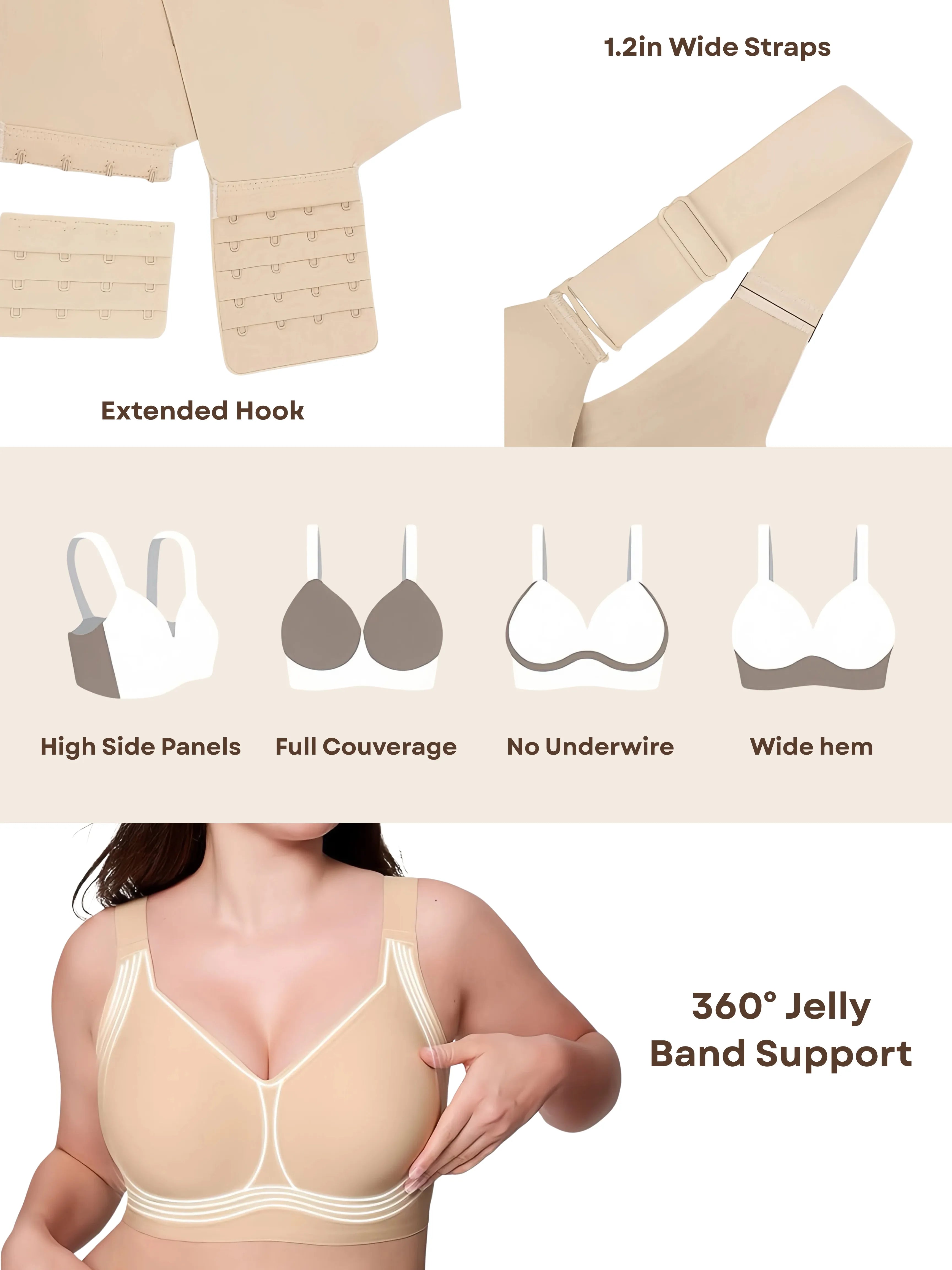 Wireless Push Up Jelly Bra Full Coverage No Underwear Seamless